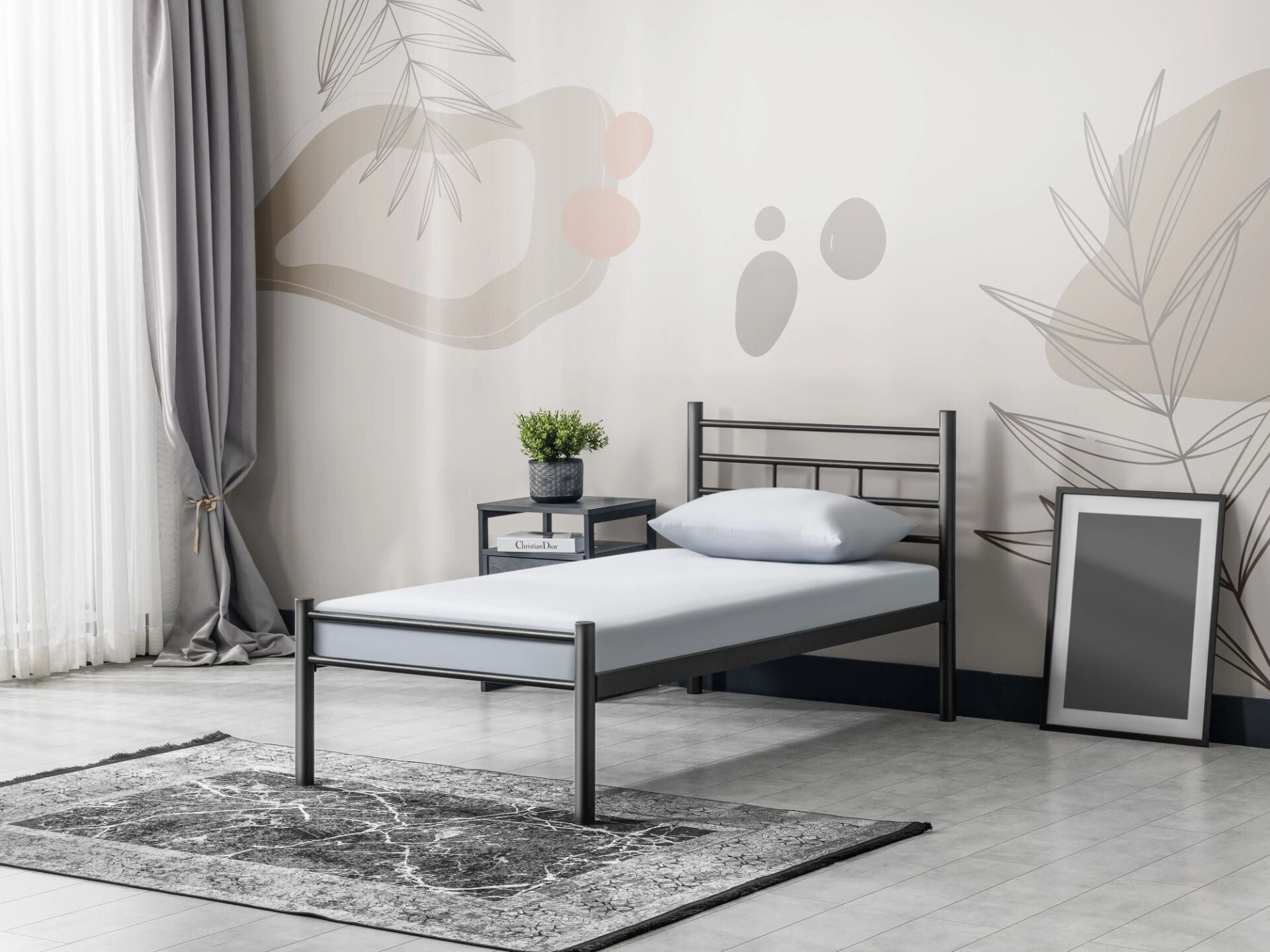 Tek Kişilik Metal Yatak Çerçevesi 120 cm*200 cm, Platinium