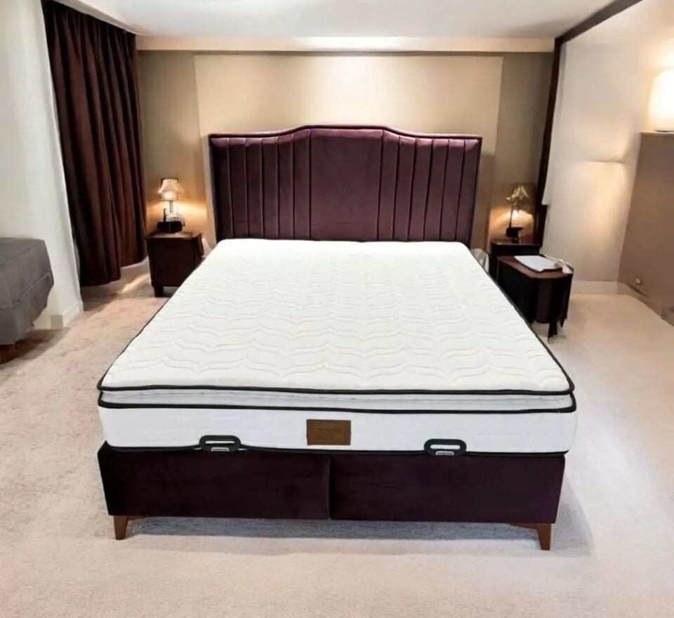 Set Yataklı Döşemeli Yatak Bella şilte dahil Hiperia 160*200 Bella-Burgundy