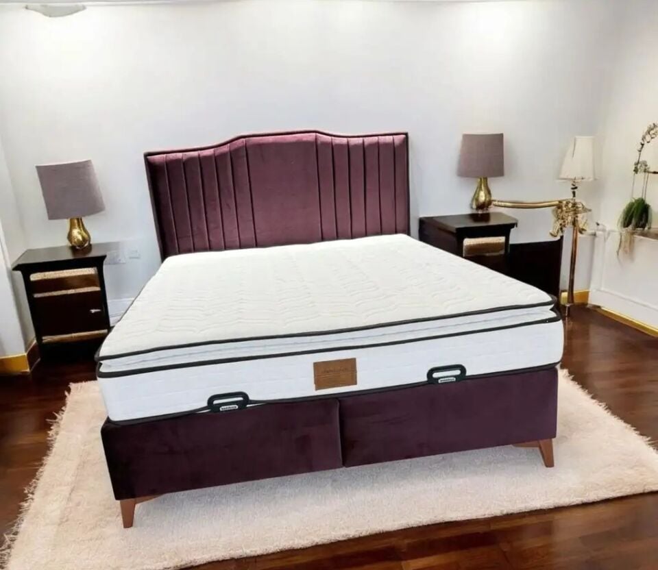Set Yataklı Döşemeli Yatak Bella şilte dahil Hiperia 160*200 Bella-Burgundy