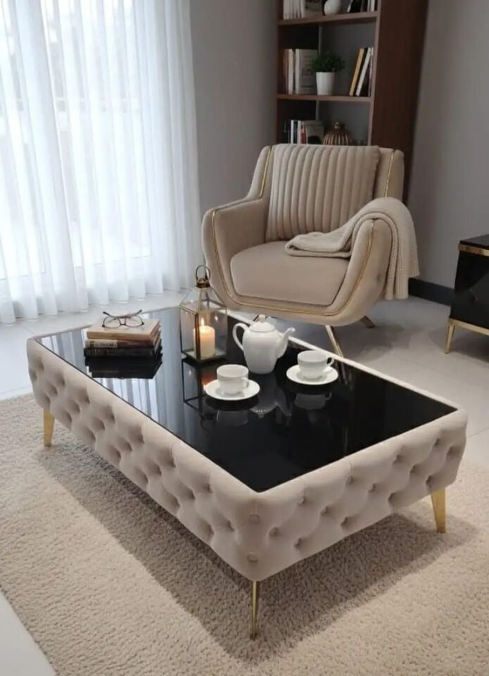 Masif ahşap Chesterfield tarzı orta sehpa, Arizona