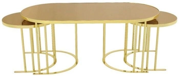 MDF/ Altın Rengi Lüks Hilton Sehpa Takımı