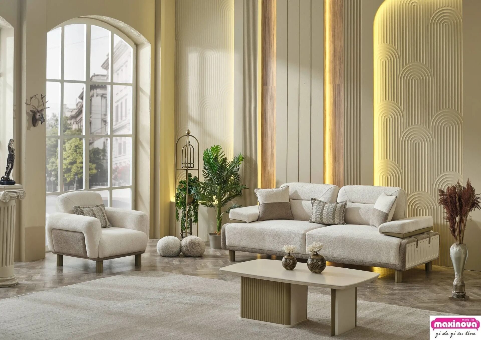 Set Kanepe Yarı Yataklı ve Sabit Berjer Verona, 3+1+1