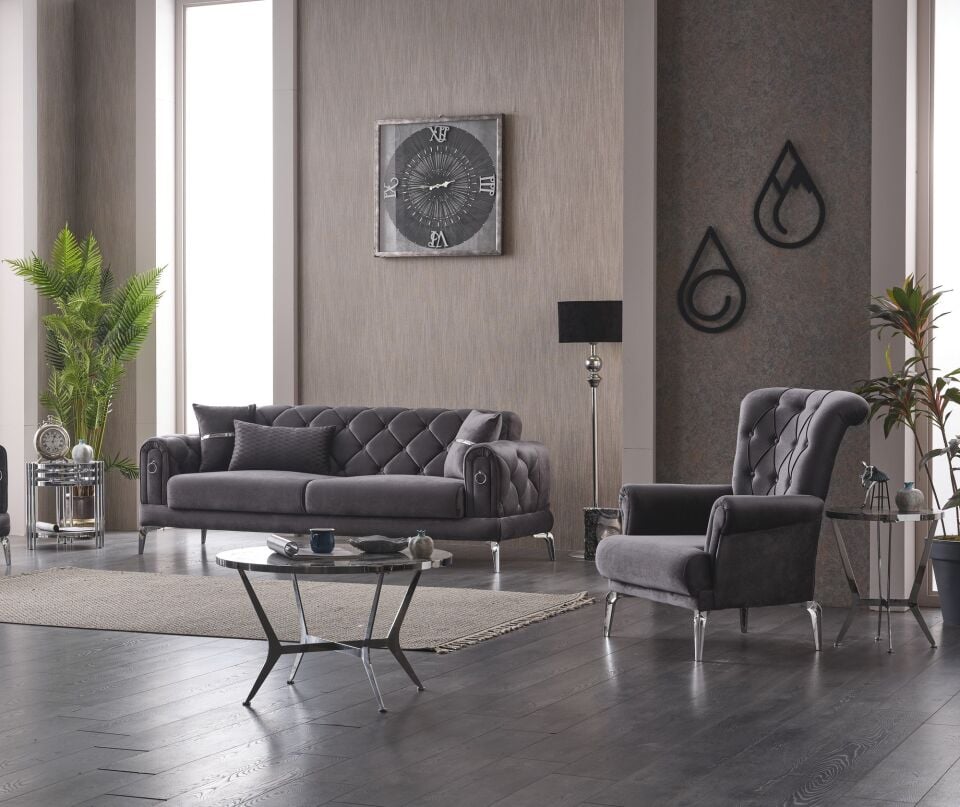 Set yataklı kanepe ve berjer Elitra 3+1+1, krem