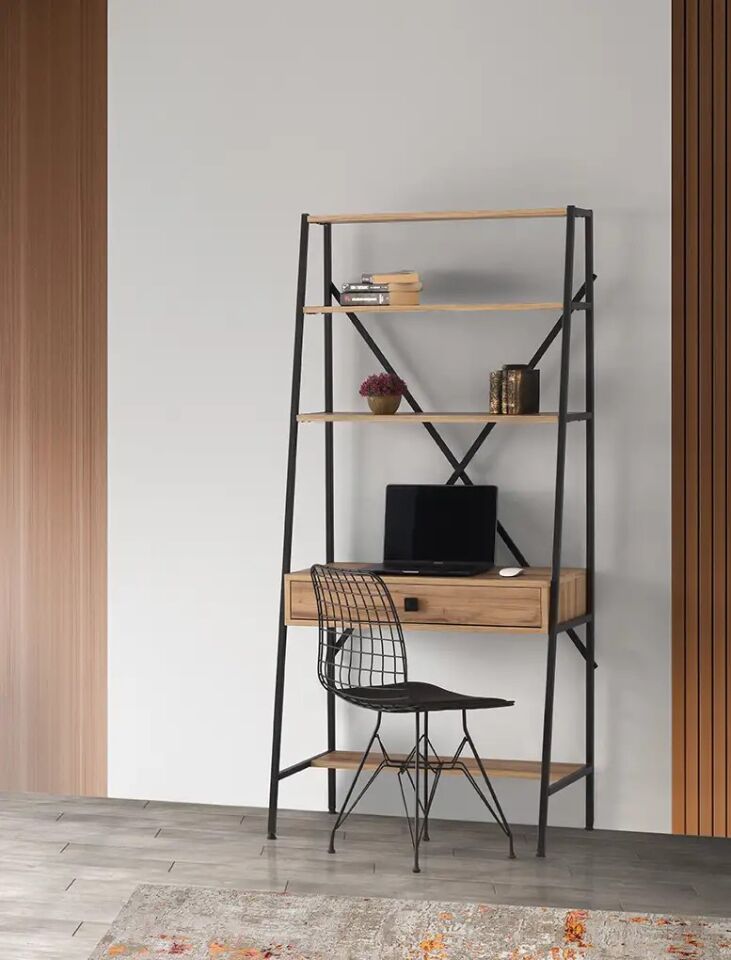 Kitaplık Metal ve Çekmeceli Ofis Tipi Ahşap, Bili