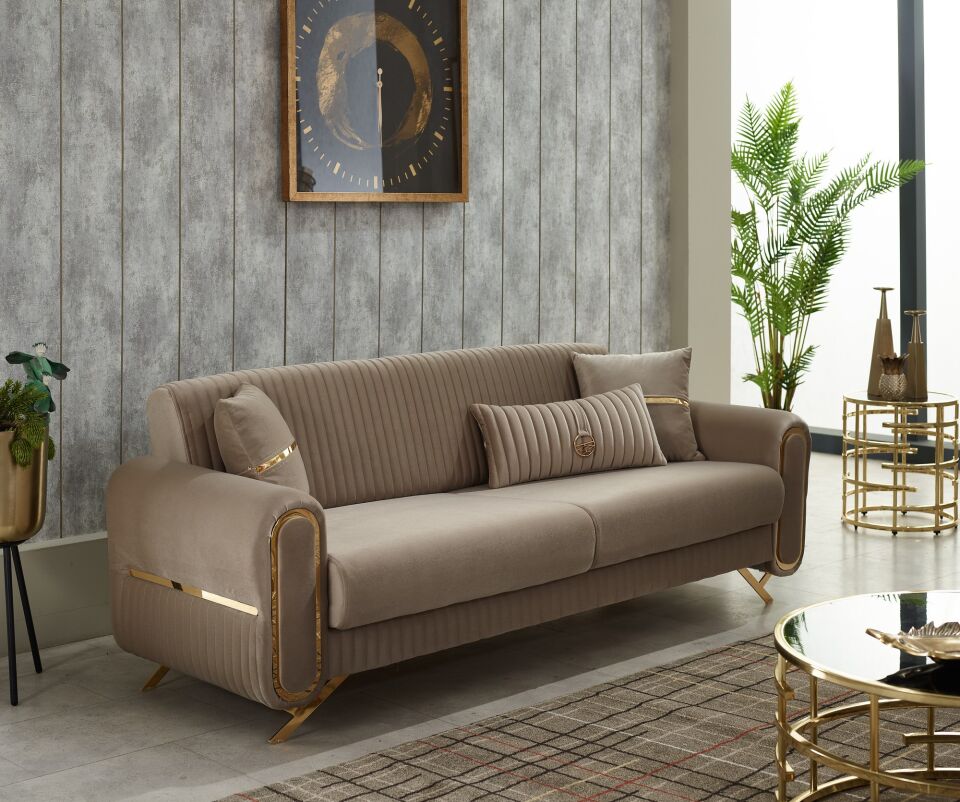 Yataklı Kanepe ve Berjer Takımı Royal 3+1+1, Krom