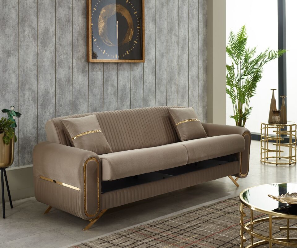 Yataklı Kanepe ve Berjer Takımı Royal 3+1+1, Krom