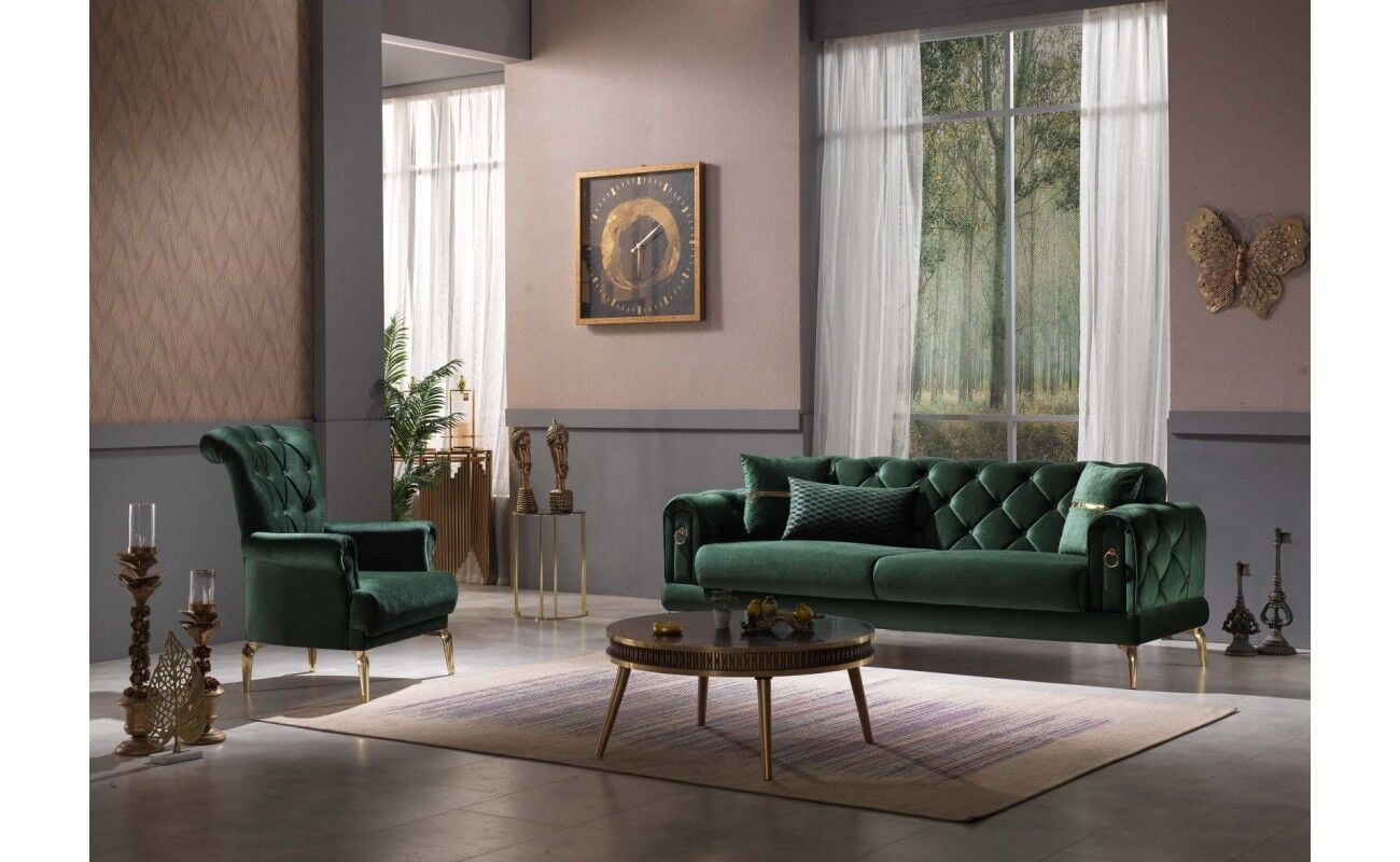 Yataklı Kanepe ve Berjer Takımı Elitra 3+1+1, Yeşil
