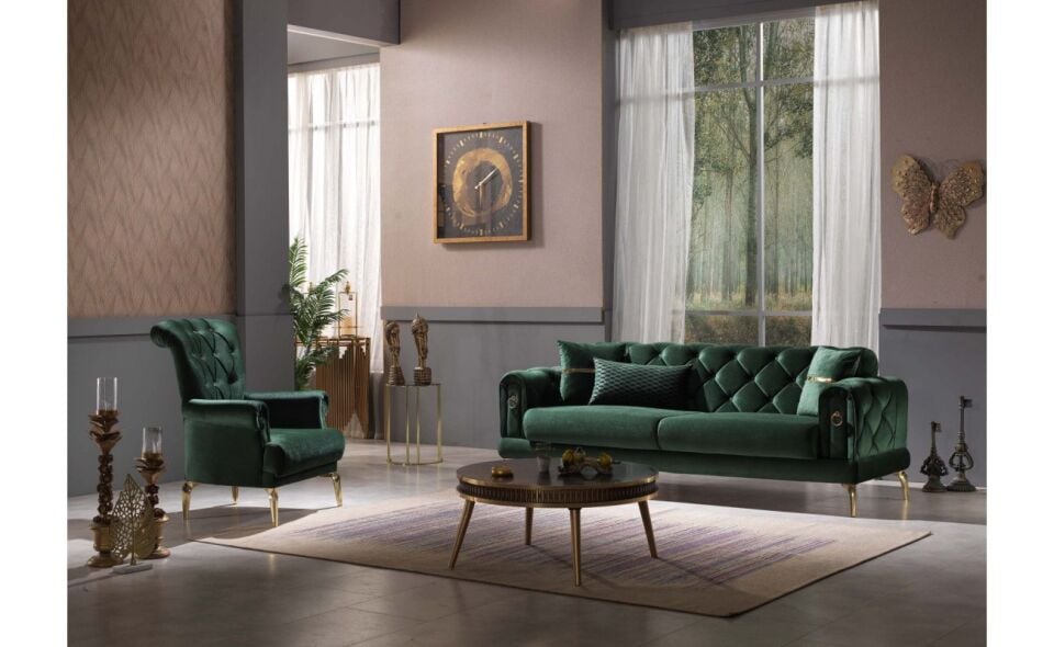 Yataklı Kanepe ve Berjer Takımı Elitra 3+1+1, Yeşil