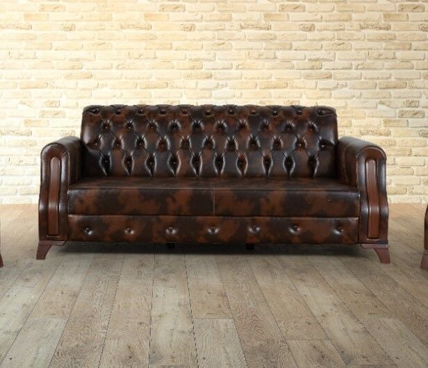 Chesterfield Diplomat Ofis İçin 3 Kişilik Sabit Kanepe
