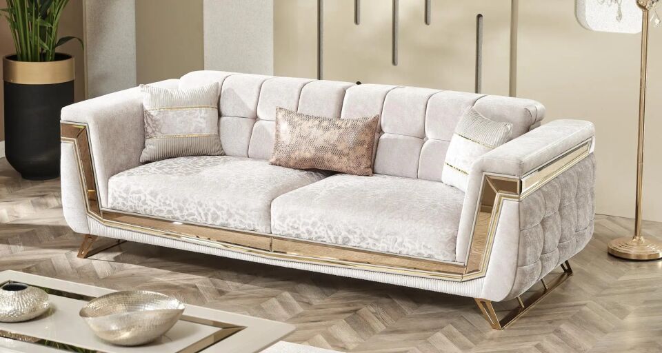 Yataklı Kanepe 3 Kişilik Chesterfield Tarzı Milano, Gold