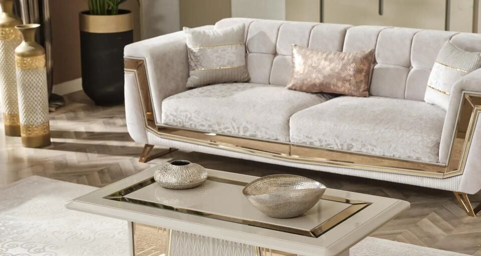 Yataklı Kanepe 3 Kişilik Chesterfield Tarzı Milano, Gold