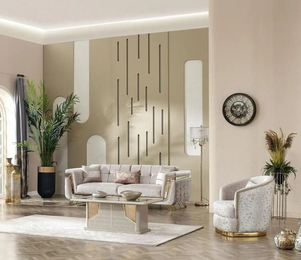 Yataklı Kanepe 3 Kişilik Chesterfield Tarzı Milano, Gold