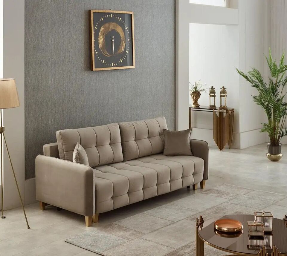 Yataklı 3 Kişilik Depo Bölmeli Kanepe Eva