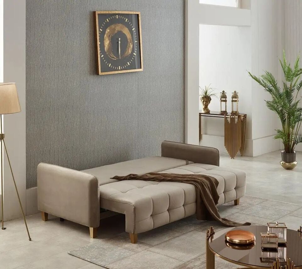 Yataklı 3 Kişilik Depo Bölmeli Kanepe Eva
