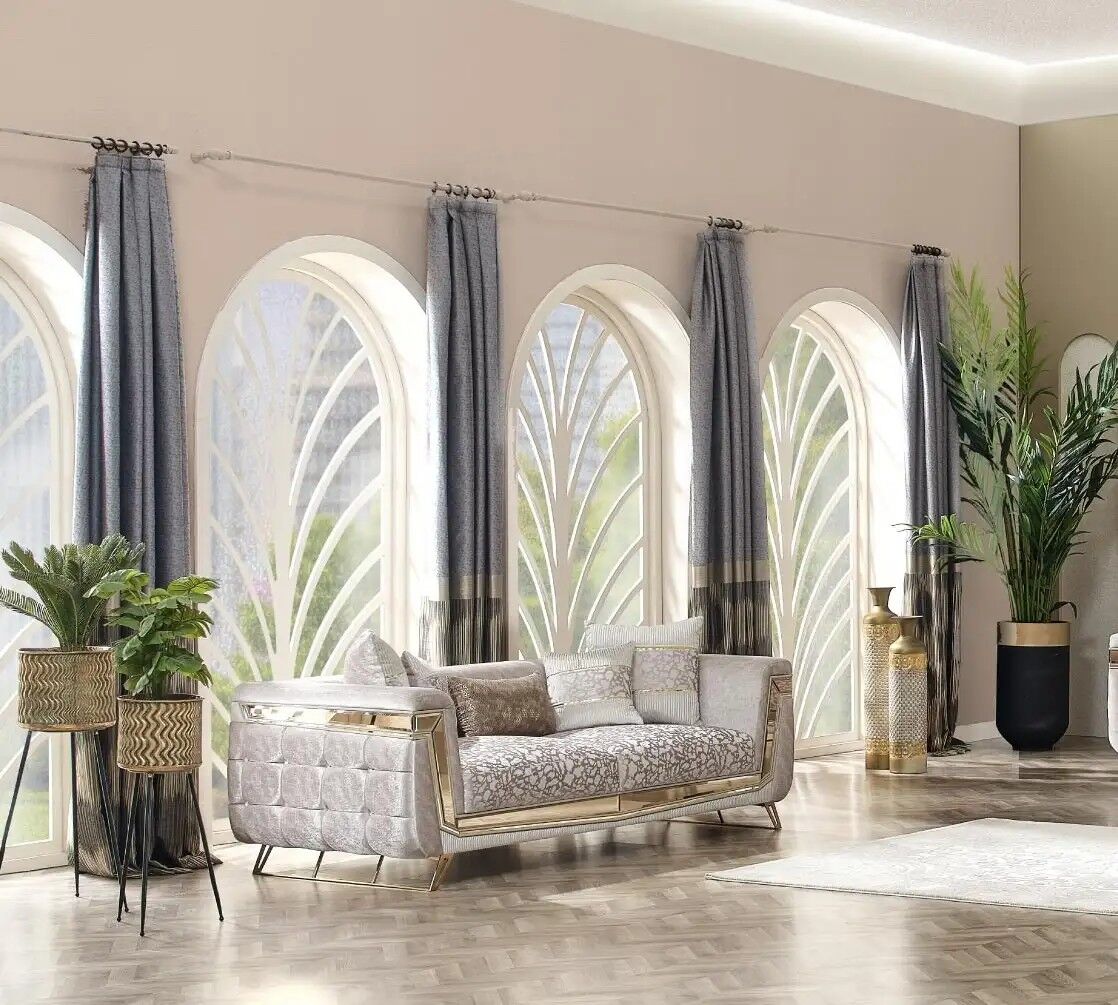 Kanepe 3 Kişilik Chesterfield Stili Milano, Gold