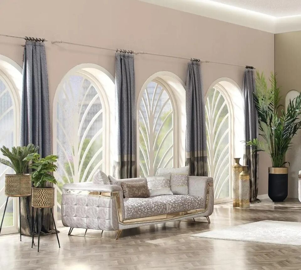 Kanepe 3 Kişilik Chesterfield Stili Milano, Gold