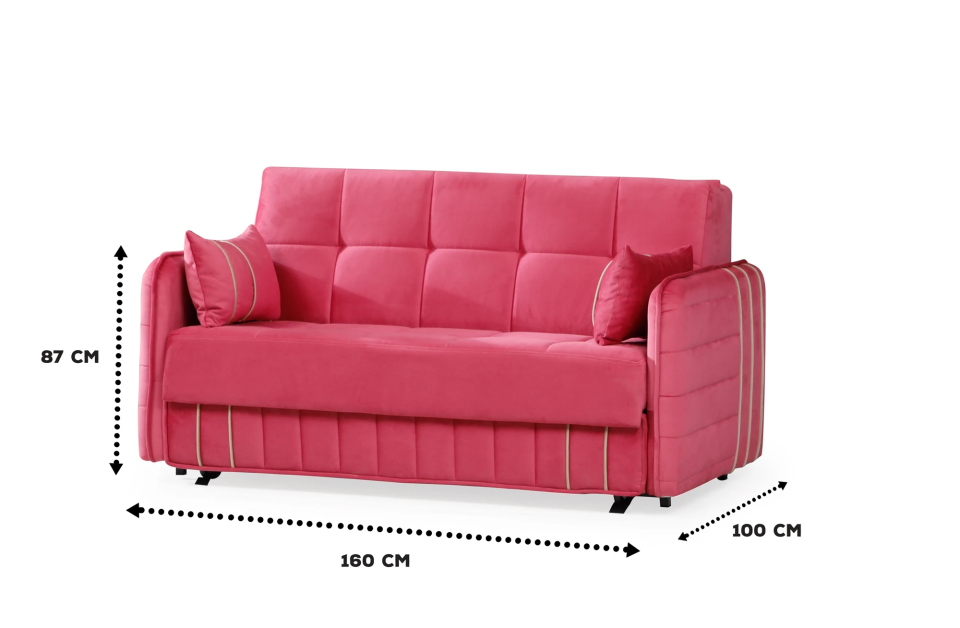 2 Kişilik Açılır Kanepe Mondo, Pembe