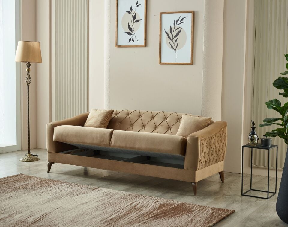 Set yataklı kanepe ve berjerler Candy 3+1+1, kahverengi