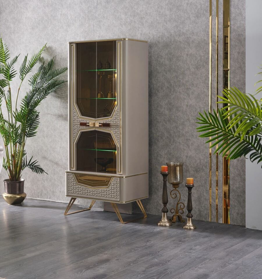 Yemek Odası Vitrini Milano, Gold