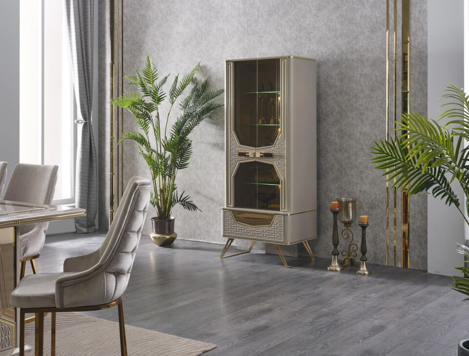 Yemek Odası Vitrini Milano, Gold