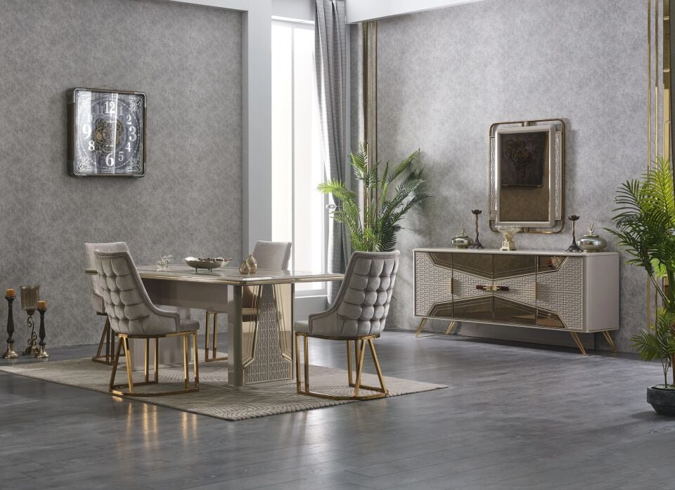 Lüks Salon Masası Milano, Gold