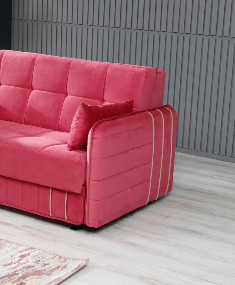 Yataklı 2 Kişilik Kanepe Mondo, pembe