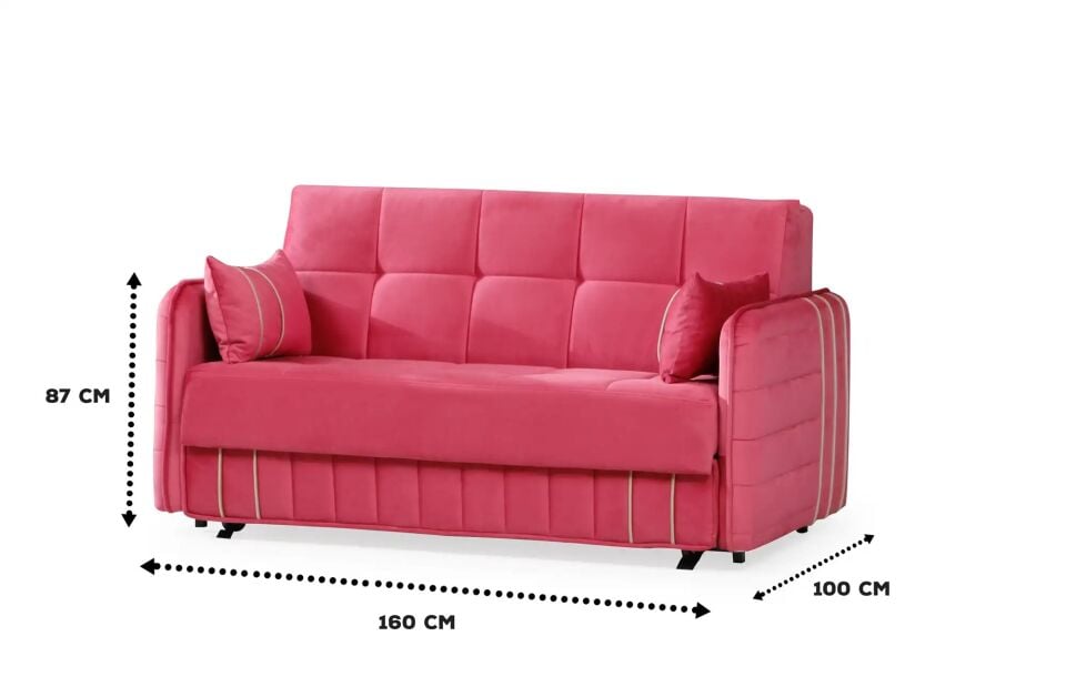 Yataklı 2 Kişilik Kanepe Mondo, pembe