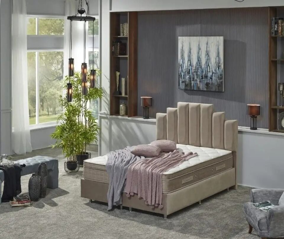 Set Yatak Döşemeli Piramida Şilte Dahil Hiperia 160*200, Bej