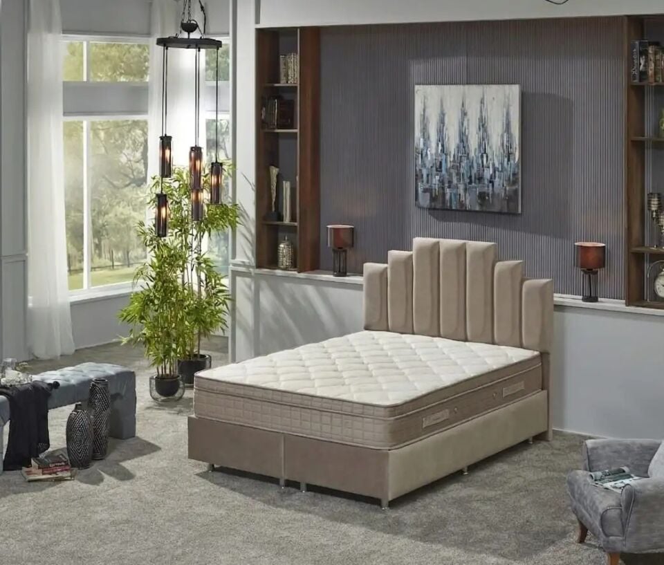 Set Yatak Döşemeli Piramida Şilte Dahil Hiperia 160*200, Bej