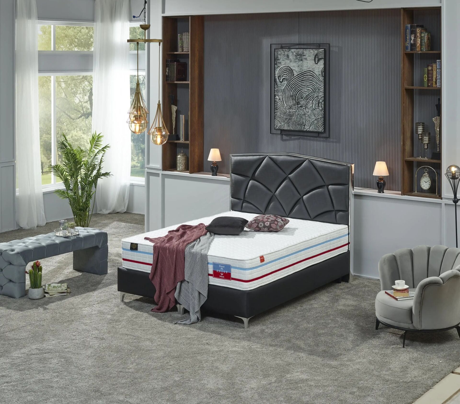 Döşemeli Yatak Takımı Moda ve Hiperia Şilte 160*200