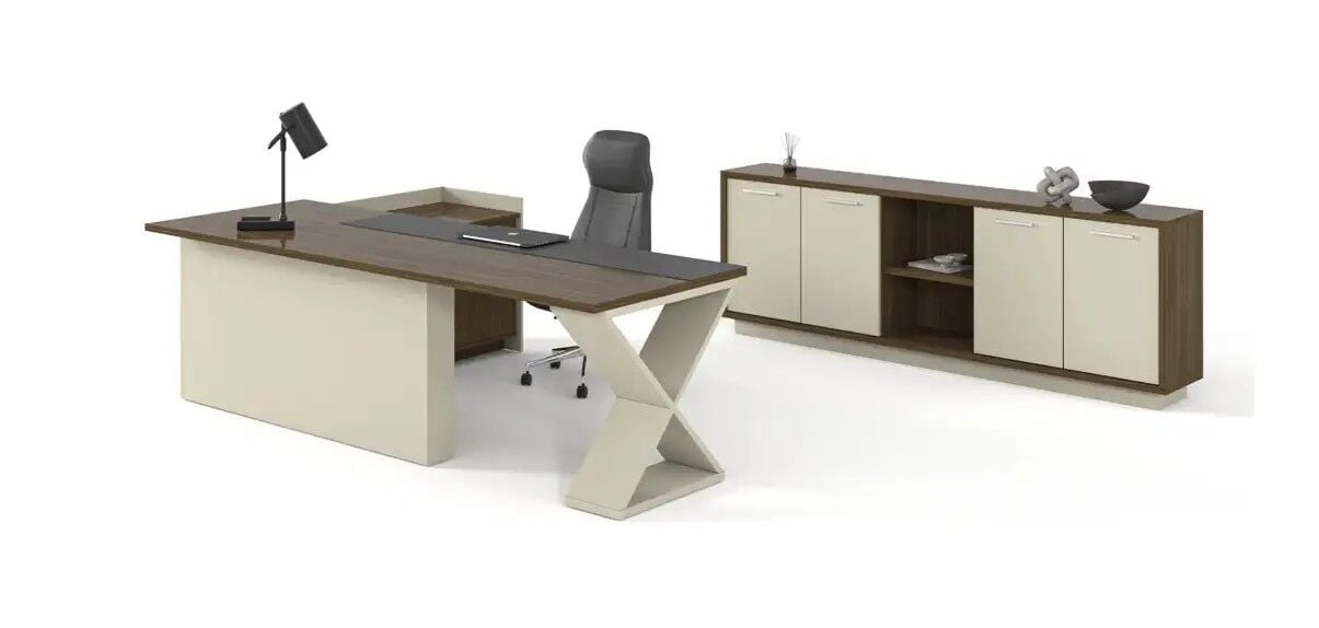 Sağ/Sol Etajerlı Yönetici Ofis Mobilyası Takımı Mercure Plus