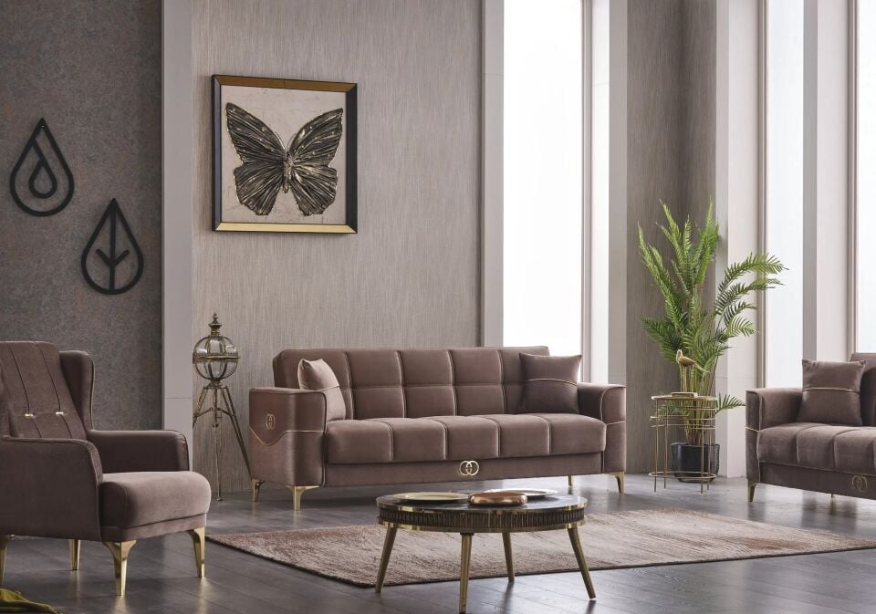 Yataklı Kanepe ve Berjer Takımı Clara 3+1+1