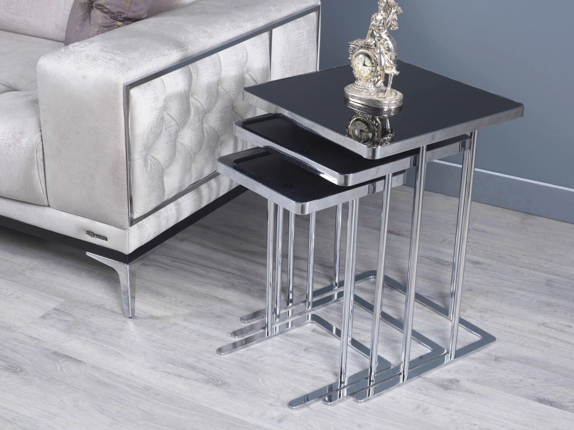 Kare Orta Sehpa Gala - Gümüş