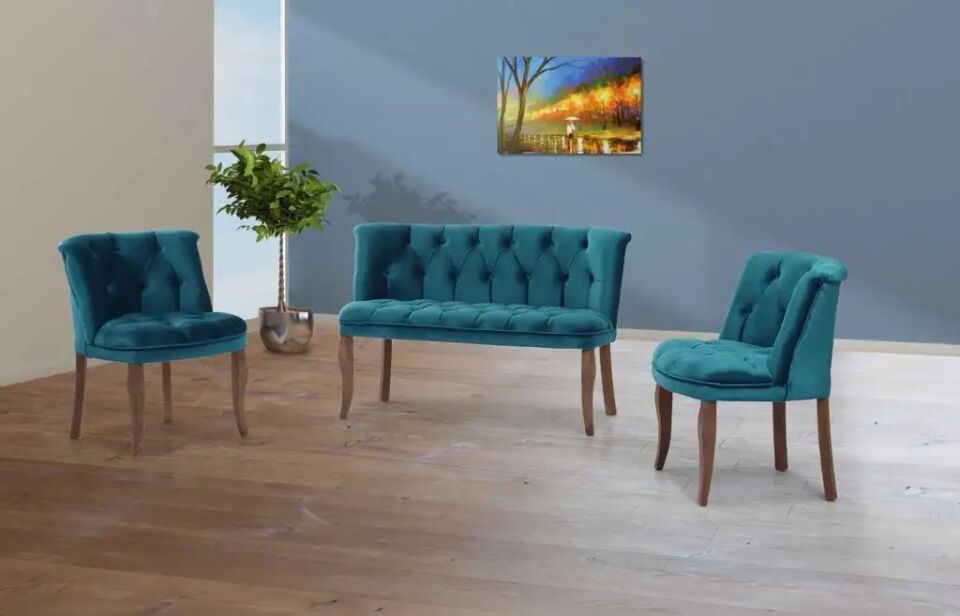 Set Kanepe ve Berjer Masif Ahşap Teras Ata 2+1+1