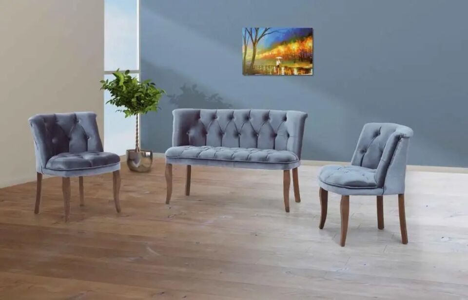 Set Kanepe ve Berjer Masif Ahşap Teras Ata 2+1+1