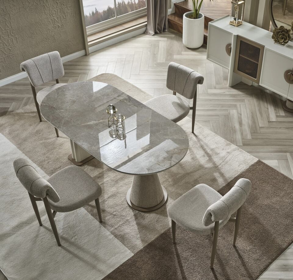 Seramik Salon Masası 190*92*75 cm, Prag