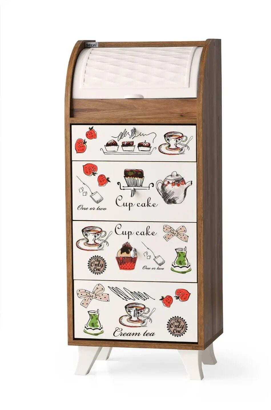 Çok Fonksiyonlu Mutfak Dolabı Lucas, Ceviz-Latte, Retro, 031