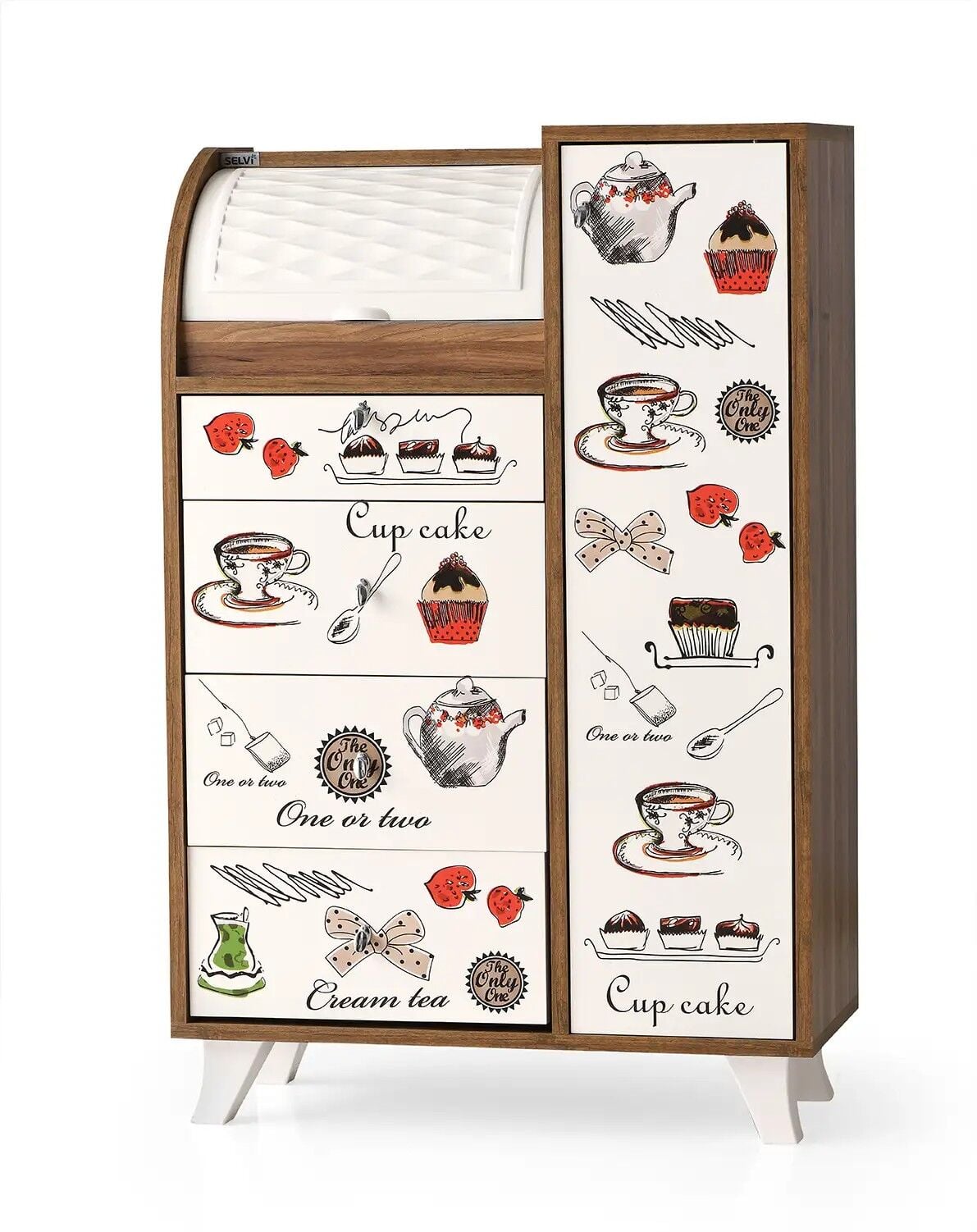 Çok Fonksiyonlu Çift Mutfak Dolabı Lucas, ceviz-latte, retro, 051