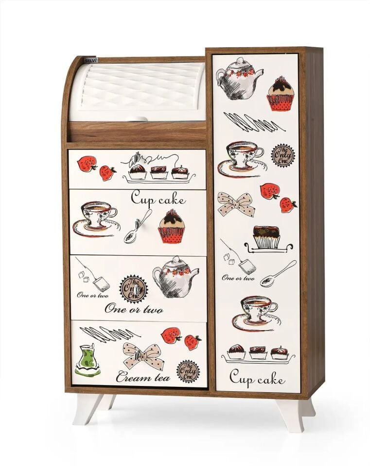 Çok Fonksiyonlu Çift Mutfak Dolabı Lucas, ceviz-latte, retro, 051