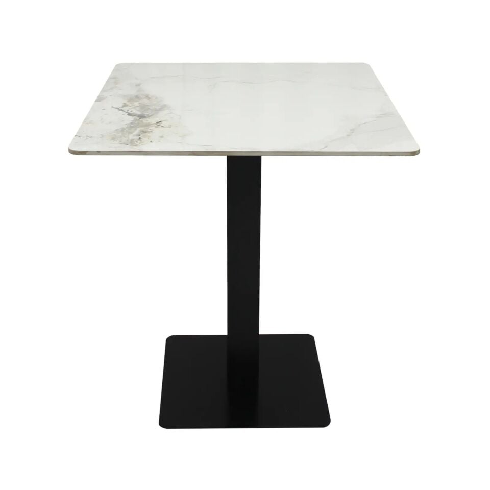 Mermer Desenli Beyaz Sabit Masa 70*65 cm Marm
