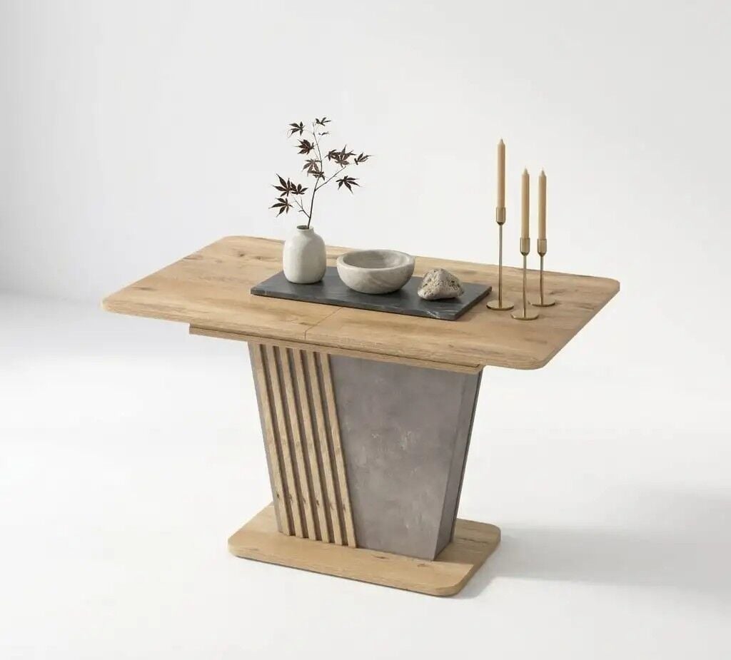 Meşe Rengi Modern Genişletilebilir Yemek Masası, Unica
