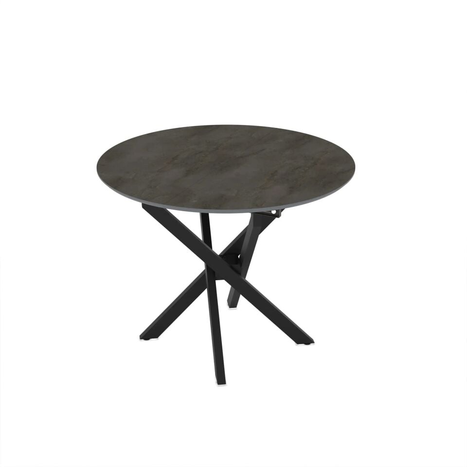 Gri Mermer Desenli Genişletilebilir Mutfak/Oturma Odası Yuvarlak Masa 95*95 cm, Ultra