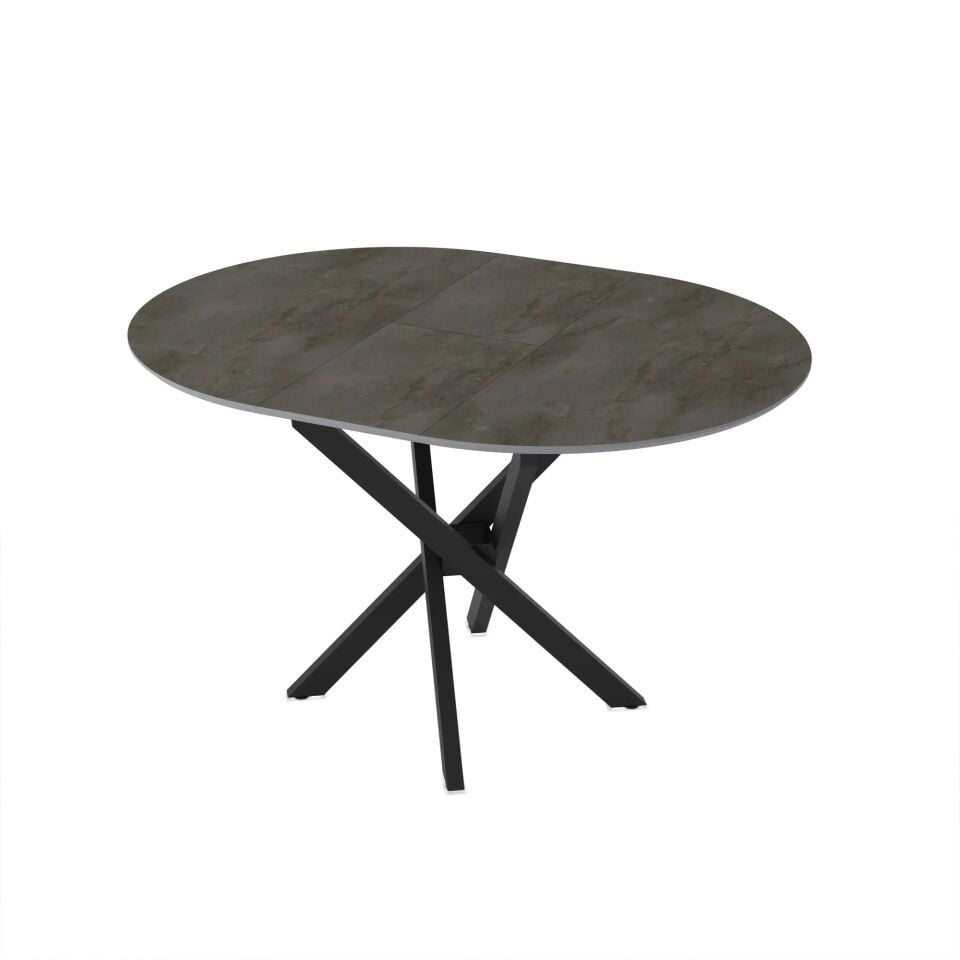 Gri Mermer Desenli Genişletilebilir Mutfak/Oturma Odası Yuvarlak Masa 95*95 cm, Ultra