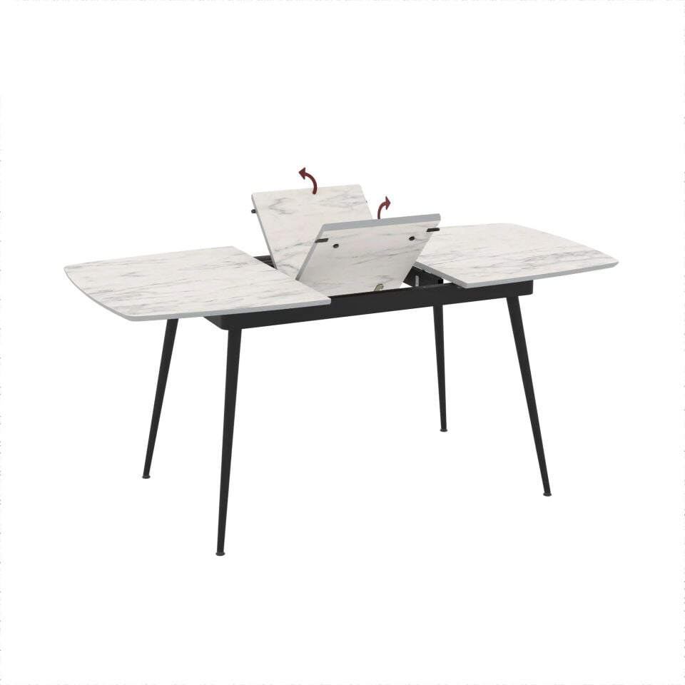 Beyaz Mermer Desenli MDF Uzatmalı Masa, Sensey