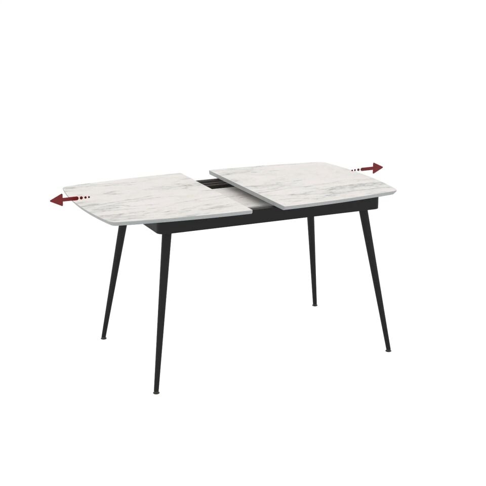 Beyaz Mermer Desenli MDF Uzatmalı Masa, Sensey