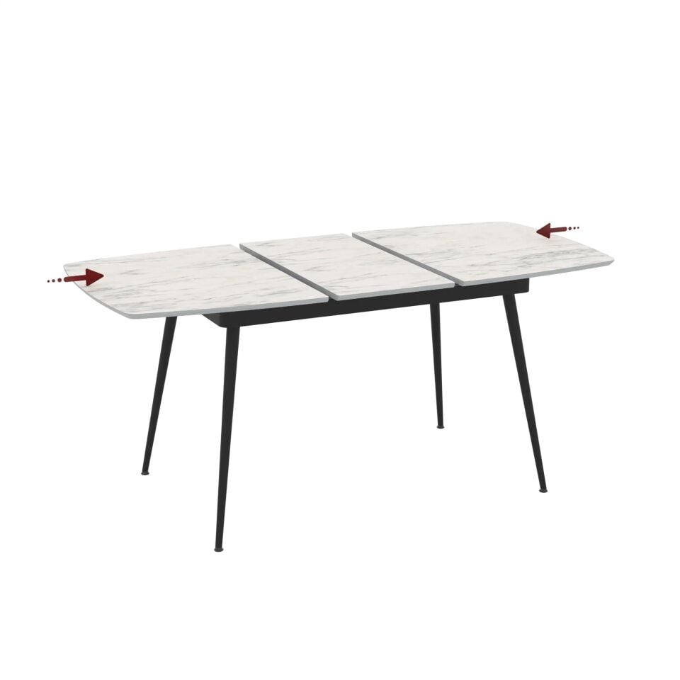 Beyaz Mermer Desenli MDF Uzatmalı Masa, Sensey