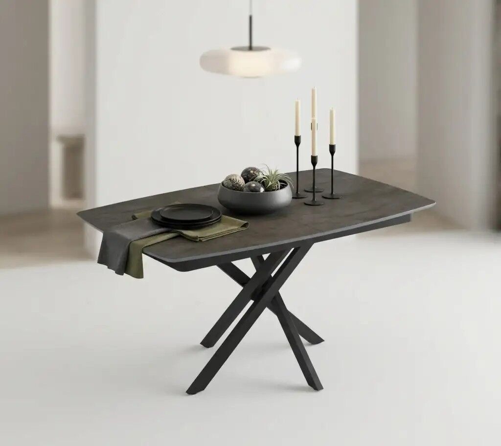 Gri Mermer Desenli MDF Uzatmalı Masa, Lisa