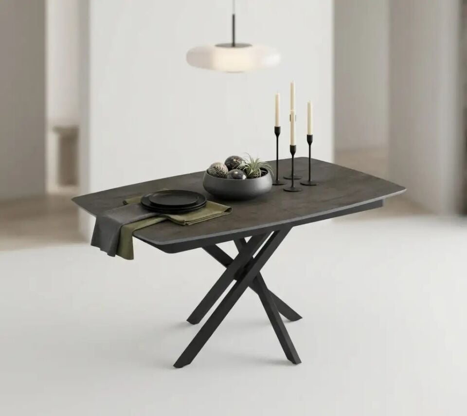Gri Mermer Desenli MDF Uzatmalı Masa, Lisa