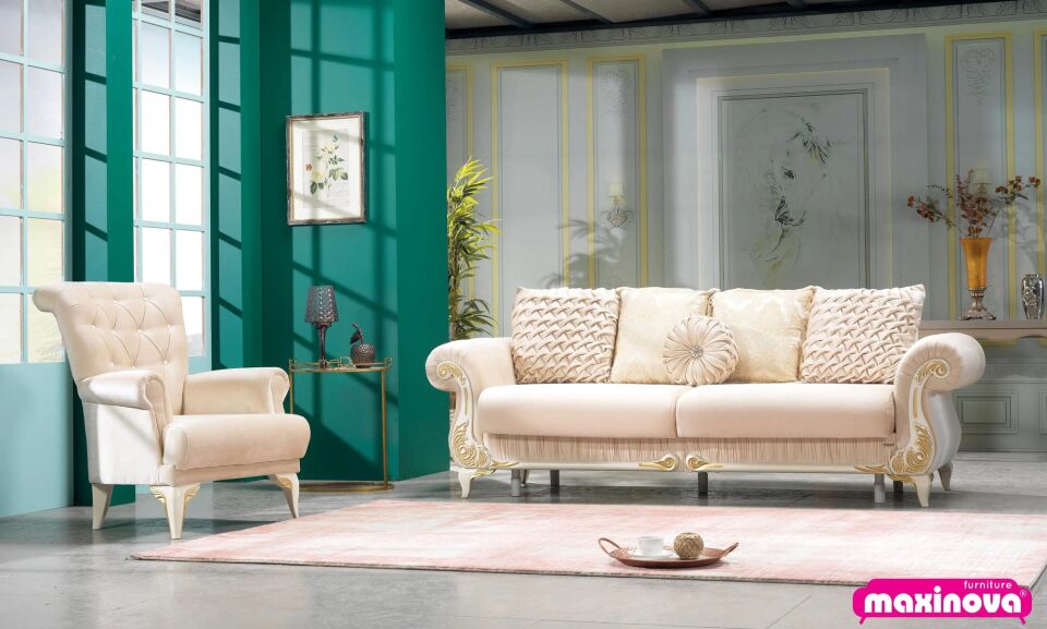 Set yataklı kanepe ve berjerler Sehrazat 3+1+1, yeşil