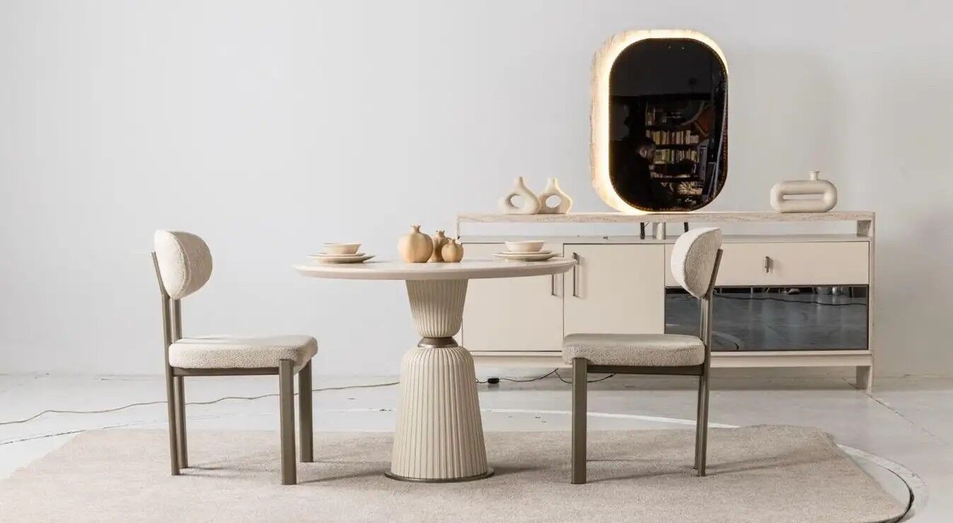 Yuvarlak Traverten Salon Masası 90*90*76 cm Bern